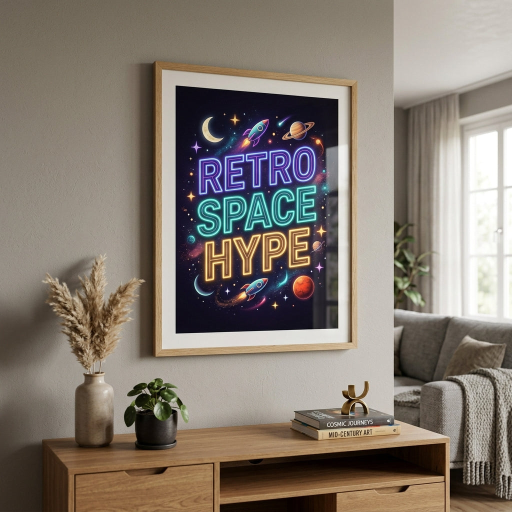 Retro Space Hype Premium Matte Poster